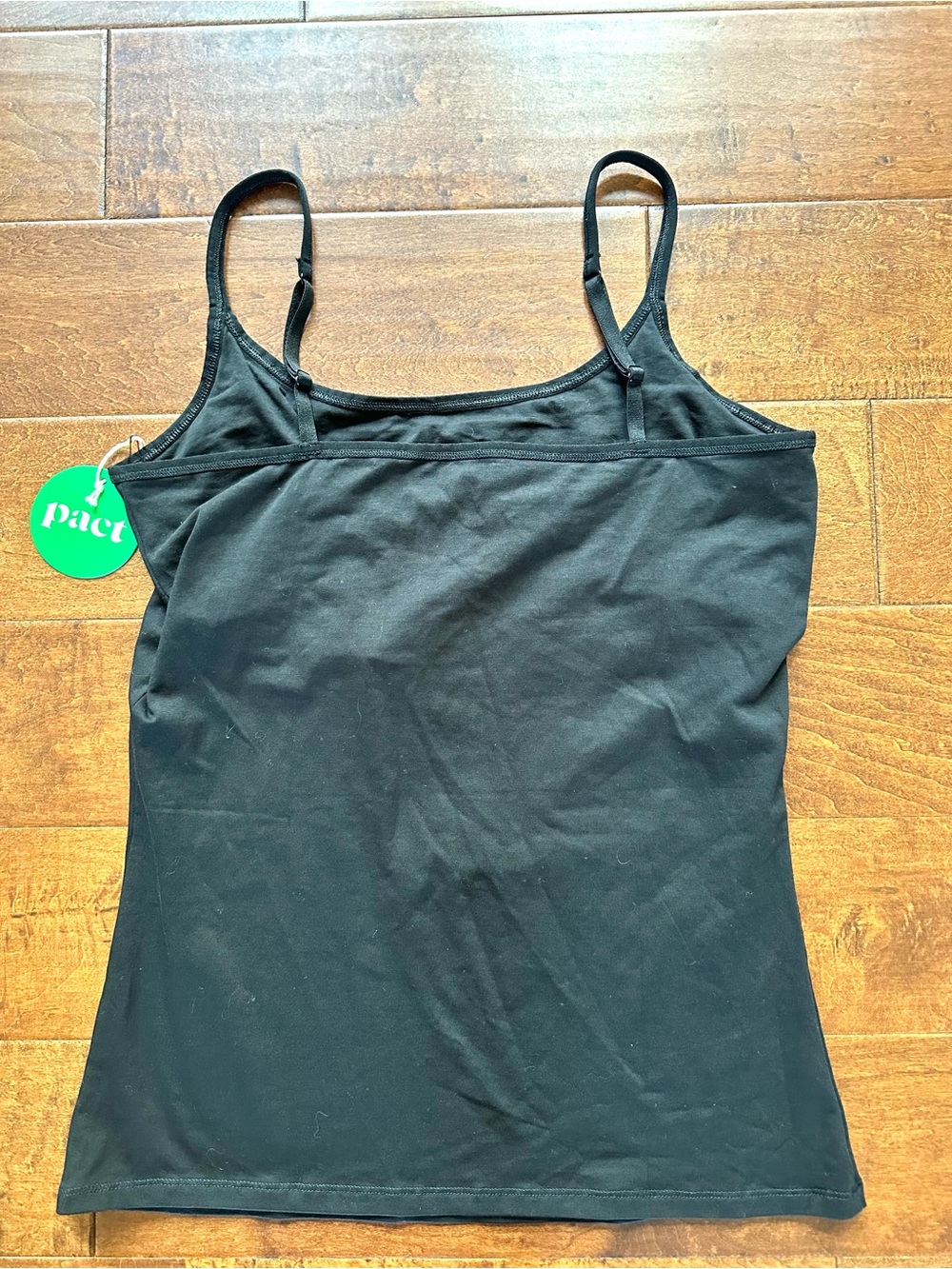Pact NWT Black Organic Cotton Shelf Bra Cami Tank Large - Picture 3 of 7
